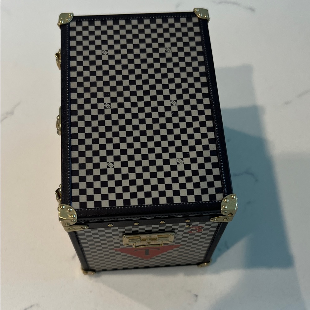 Checkered Mini Trunk with Gold Accents